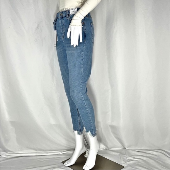 TopShop Jamie Blue High Waist Jagged Hem Skinny Jeans Sz28 Waist28” Inseam26.5” - Picture 6 of 16